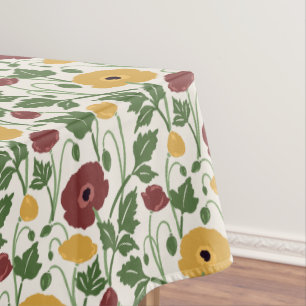 Dancing Botanicals Deep Burgundy Harvest Gold Tablecloth
