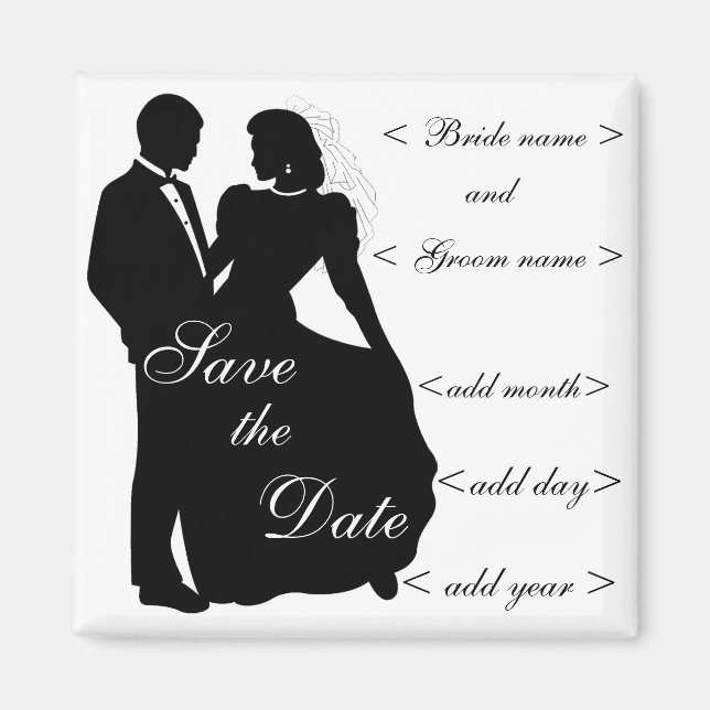Dancing Bride and Groom Silhouette Favours Magnet (Front)