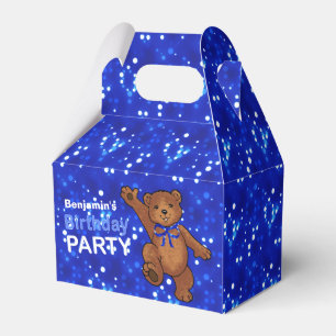 Dancing Brown Teddy Bear 1st Birthday Party Favour Box