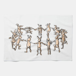 dancing bunnies kitchen towel