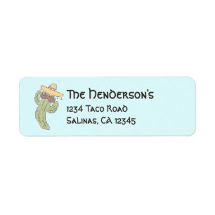 Dancing Cactus with Moustache in Sombrero Return Address Label
