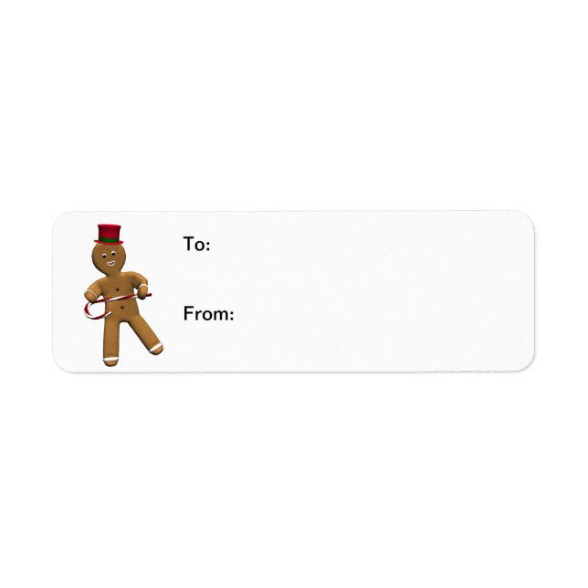 Dancing Cartoon Gingerbread Man Gift Labels (Front)