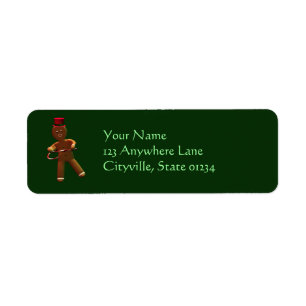 Dancing Cartoon Gingerbread Man Return Address Label