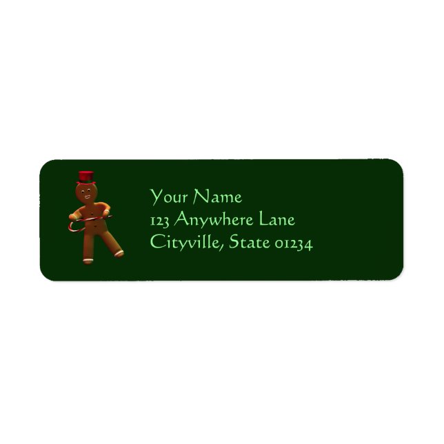 Dancing Cartoon Gingerbread Man Return Address Label (Front)
