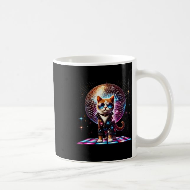Dancing Cat Disco Ball Kitten Kitty Lover Funny Pa Coffee Mug (Right)