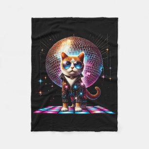Dancing Cat Disco Ball Kitten Kitty Lover Funny Pa Fleece Blanket