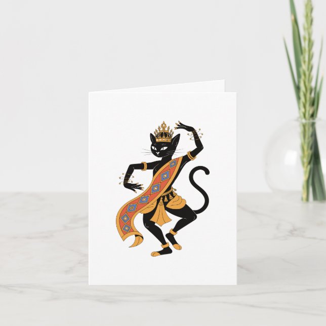 Dancing Cat King Greeting Card (Front)
