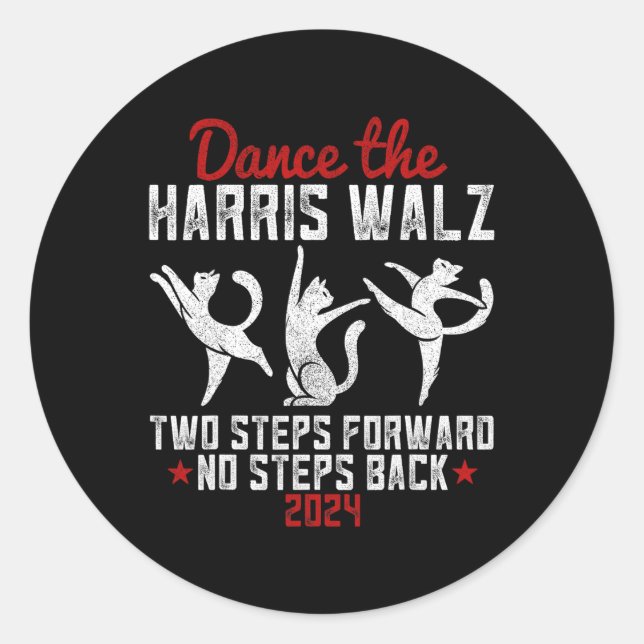 Dancing Cat Lady Kamala  Classic Round Sticker (Front)