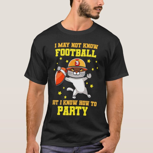 Dancing Cat With Helmet On Sunday Football Event S T-Shirt (Front)