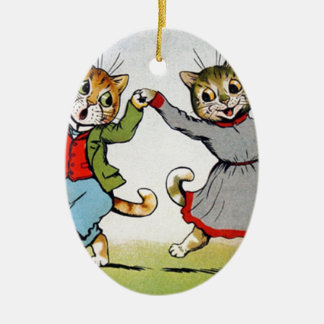 Dancing Cats Ceramic Ornament