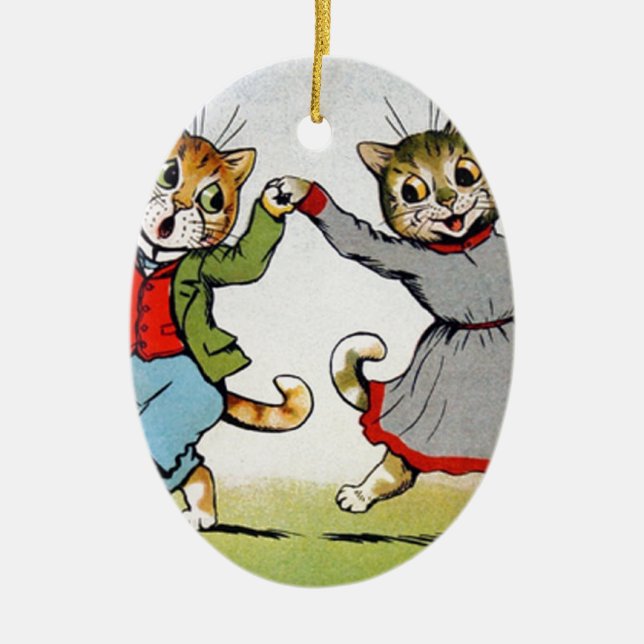 Dancing Cats Ceramic Ornament (Front)