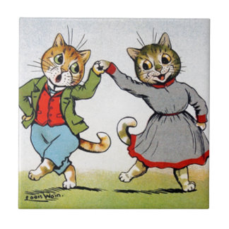Dancing Cats Ceramic Tile