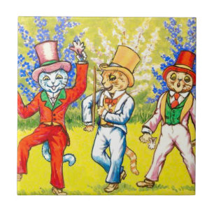 Dancing Cats Ceramic Tile