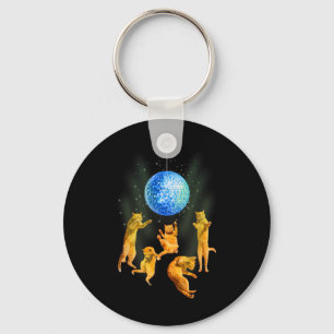 Dancing Cats Disco Ball Kitten Kitty Lover Party A Key Ring