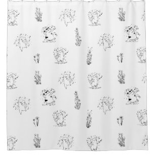 Dancing Cats Floral Shower Curtain