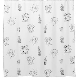 Dancing Cats Floral Shower Curtain