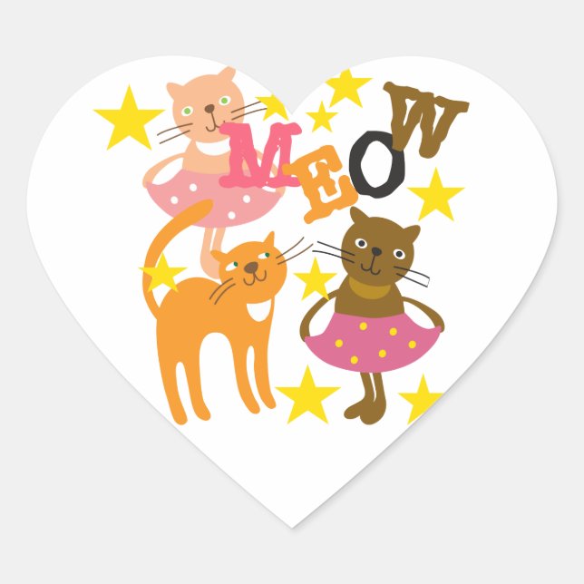 Dancing Cats Heart Sticker (Front)