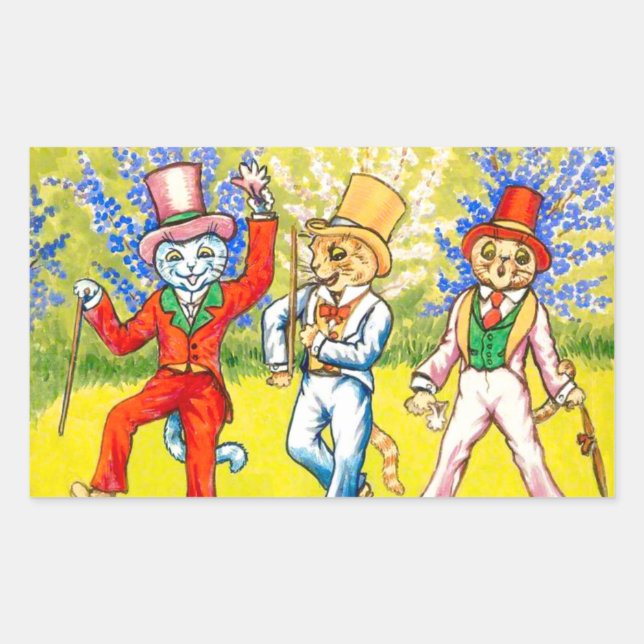 Dancing Cats Rectangular Sticker (Front)