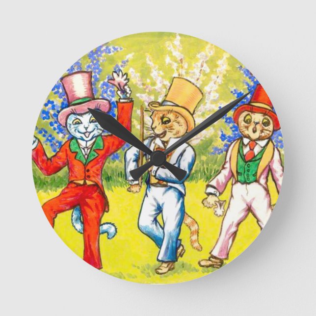 Dancing Cats Round Clock (Front)