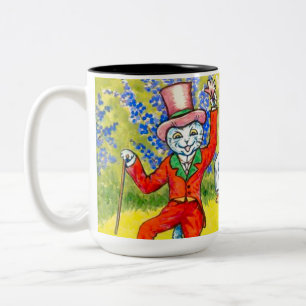 Dancing Cats Two-Tone Coffee Mug