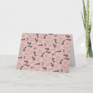 Dancing Cats With Paw Prints Holiday Card