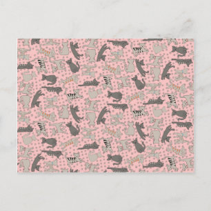 Dancing Cats With Paw Prints Postcard