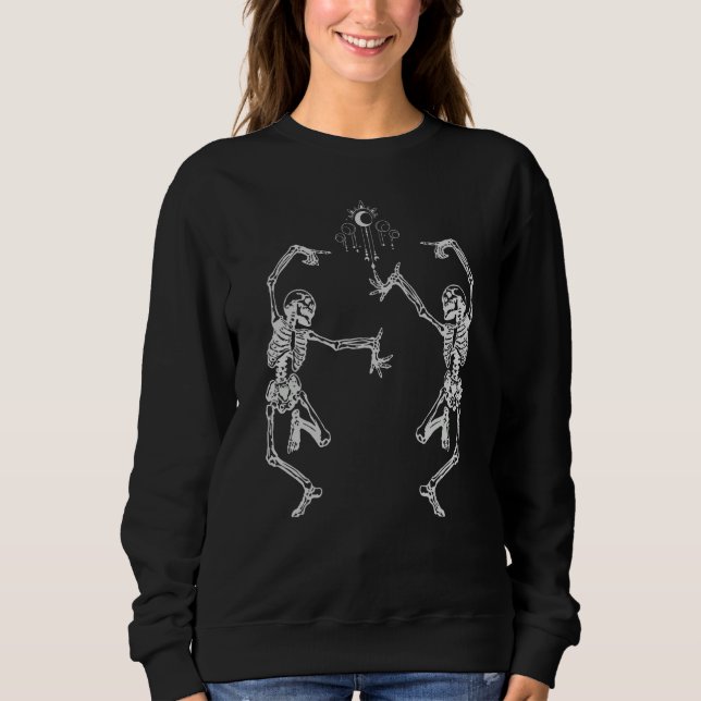 Dancing Celestial Skeletons Witchcore Moon phase H Sweatshirt (Front)
