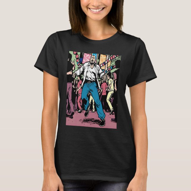 Dancing Champion Dad Retro Pop Dancer Dad T-Shirt (Front)