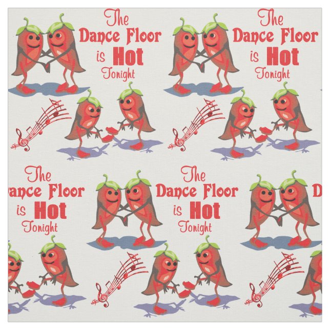 Dancing Chilli Peppers Dance Floor Hot Tonight Fabric (Swatch)