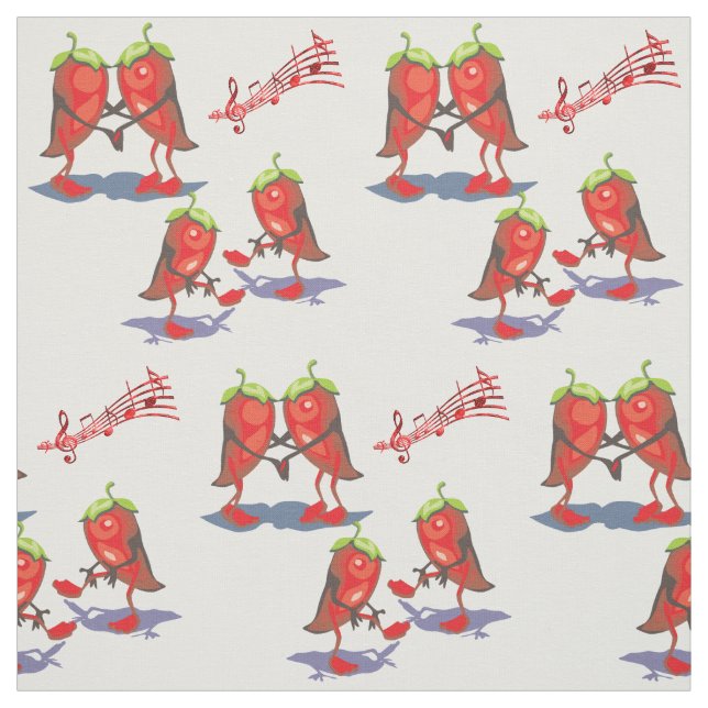 Dancing Chilli Peppers Fabric (Swatch)