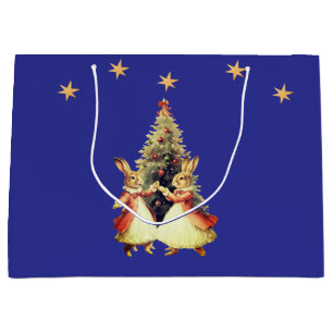 DANCING CHRISTMAS BUNNIES WITH TREE GIFT BAG