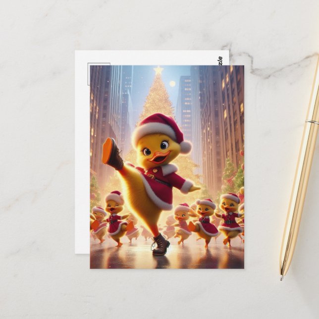 Dancing Christmas Ducks Postcard (Front/Back In Situ)