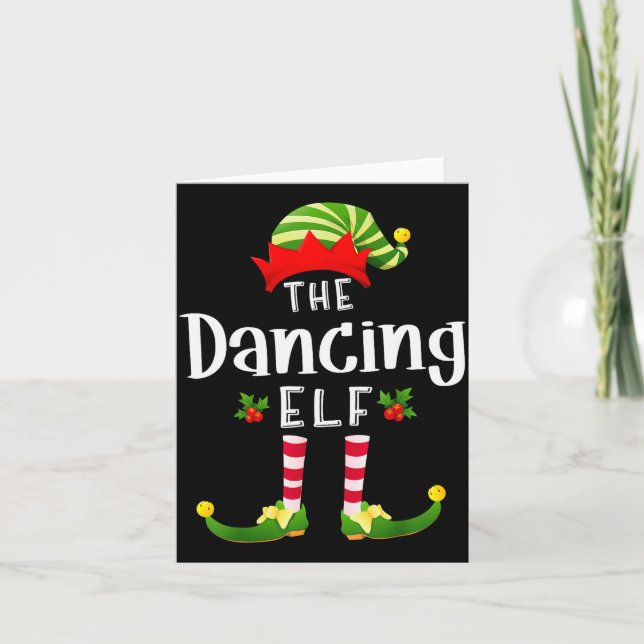 Dancing Christmas Elf Matching Pajama X-mas Party  Card (Front)