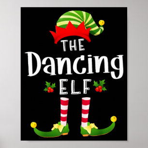 Dancing Christmas Elf Matching Pajama X-mas Party Poster