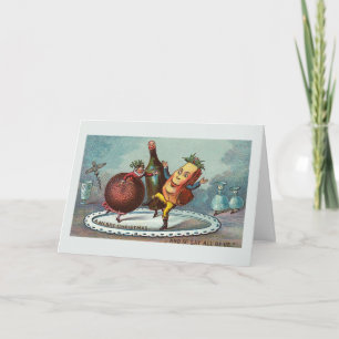 "Dancing Christmas Food !" Vintage Card