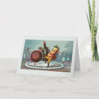 "Dancing Christmas Food !" Vintage Card
