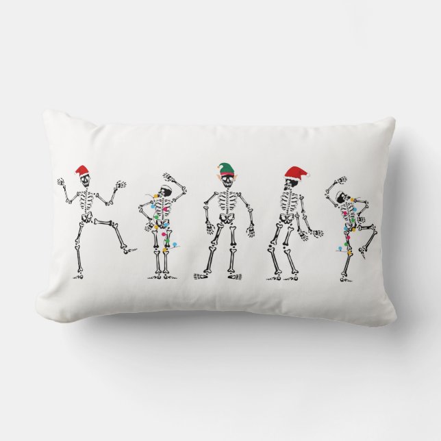 Dancing Christmas Skeletons Lumbar Cushion (Front)