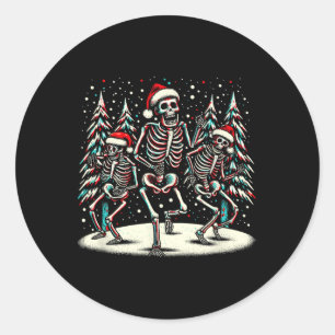 Dancing Christmas Skeletons - Vintage Halloween Co Classic Round Sticker