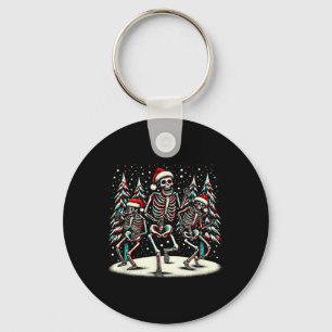 Dancing Christmas Skeletons - Vintage Halloween Co Key Ring