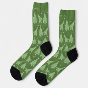Dancing Christmas Trees on Green Socks