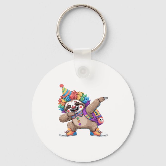 Dancing Clown Dabbing Spooky Halloween sloth Overs Key Ring (Front)