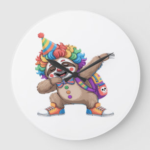 Dancing Clown Dabbing Spooky Halloween sloth Overs Large Clock
