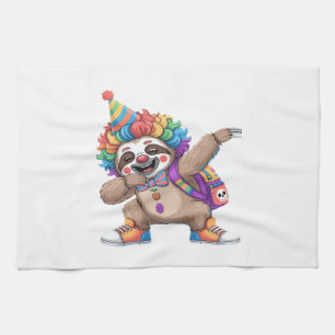 Dancing Clown Dabbing Spooky Halloween sloth Overs Tea Towel