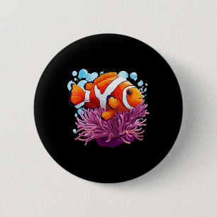 Dancing Clownfish In The Sea Anemone 6 Cm Round Badge