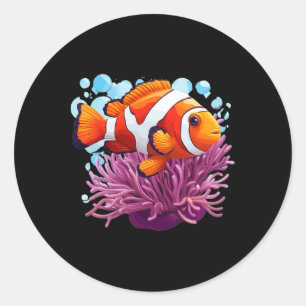 Dancing Clownfish In The Sea Anemone Classic Round Sticker