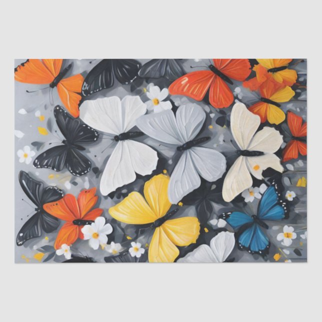 Dancing Colorful Butterfly Acrylic Art, Tissue Paper (Front)