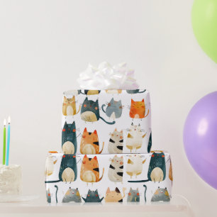 Dancing colourful cats wrapping paper