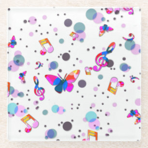 Dancing Colourful Music Glass Coaster