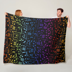 Dancing Colourful Music Notes Musician Music Lover Fleece Blanket