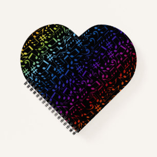 Dancing Colourful Music Notes Musician Music Lover Notebook